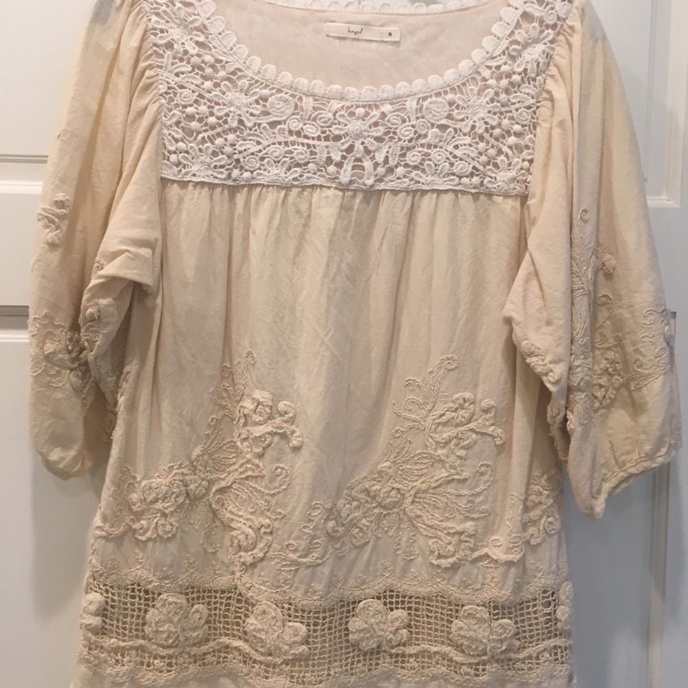 Hazel ivory top with embroidery and lace